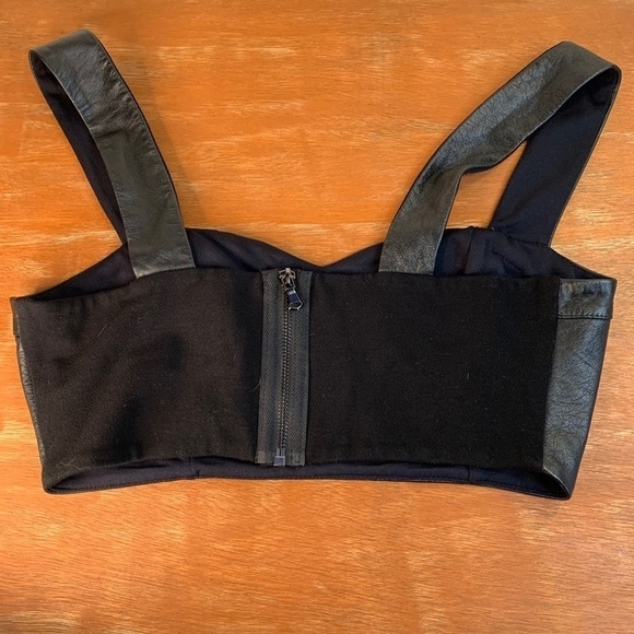 La Pina By David Helwani Black Leather Bralette Crop Top Size Medium (1343) - Picture 2 of 11